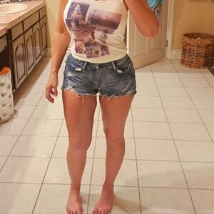 Women's Cut Off Blue Denim Jean Shirts